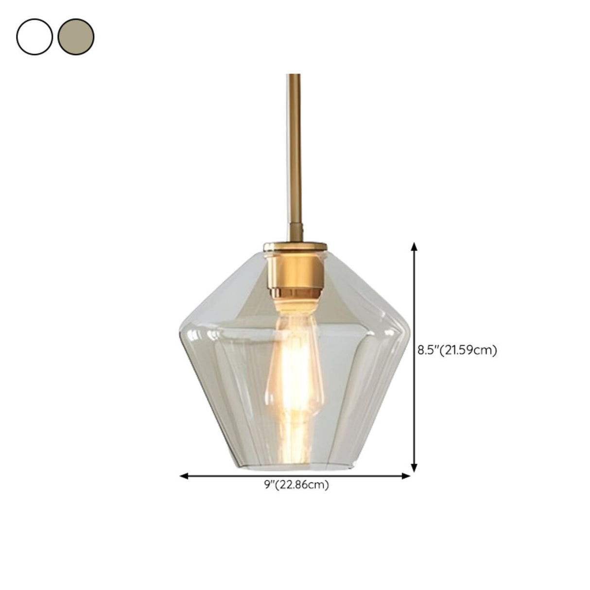 Industrial Vintage Brass Geometric Glass Pendant Light Image - 20