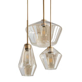 Industrial Vintage Brass Geometric Glass Pendant Light Image - 5