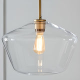 Industrial Vintage Brass Geometric Glass Pendant Light Image - 6