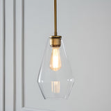 Industrial Vintage Brass Geometric Glass Pendant Light Image - 7