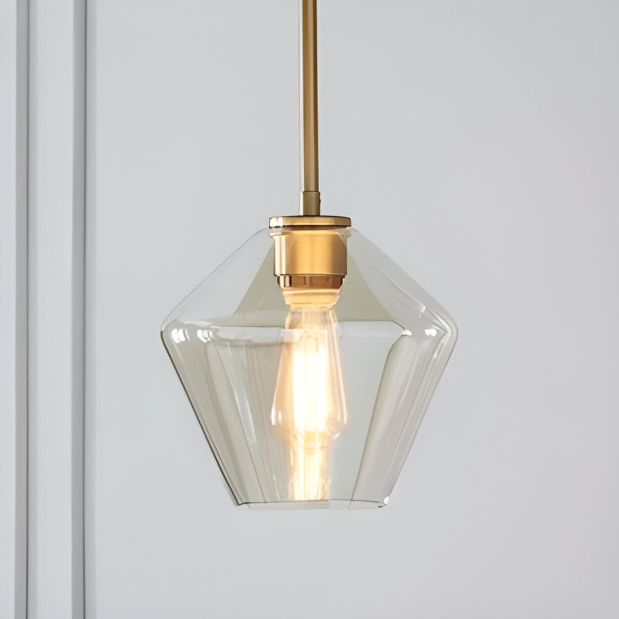 Industrial Vintage Brass Geometric Glass Pendant Light Image - 8