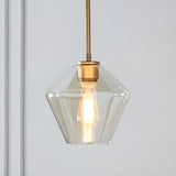 Industrial Vintage Brass Geometric Glass Pendant Light Image - 8