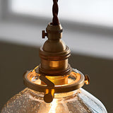 Industrial Vintage Clear Amber Glass Pendant Light Image - 10