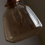 Industrial Vintage Clear Amber Glass Pendant Light Image - 11