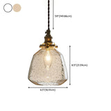 Industrial Vintage Clear Amber Glass Pendant Light #size