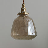 Industrial Vintage Clear Amber Glass Pendant Light Image - 2