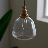 Industrial Vintage Clear Amber Glass Pendant Light Image - 4