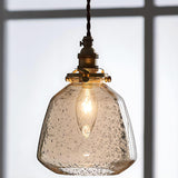 Industrial Vintage Clear Amber Glass Pendant Light Image - 6