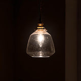 Industrial Vintage Clear Amber Glass Pendant Light Image - 8