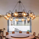 Industrial Wagon Wheel Globe Black Dining Room Chandelier Image - 1