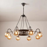 Industrial Wagon Wheel Globe Black Dining Room Chandelier Image - 11