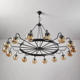 Industrial Wagon Wheel Globe Black Dining Room Chandelier Image - 14