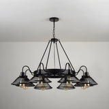 Industrial Wagon Wheel Metal Wire Mesh Cone Chandelier Image - 6