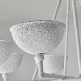 Industrial Wagon Wheel Modern White Chandelier Textured Dome Image - 7