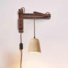 Industrial Walnut Wood Dome Swing Arm Wall Sconce Image - 10