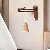 Industrial Walnut Wood Dome Swing Arm Wall Sconce Image - 13