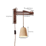 Industrial Walnut Wood Dome Swing Arm Wall Sconce Image - 16