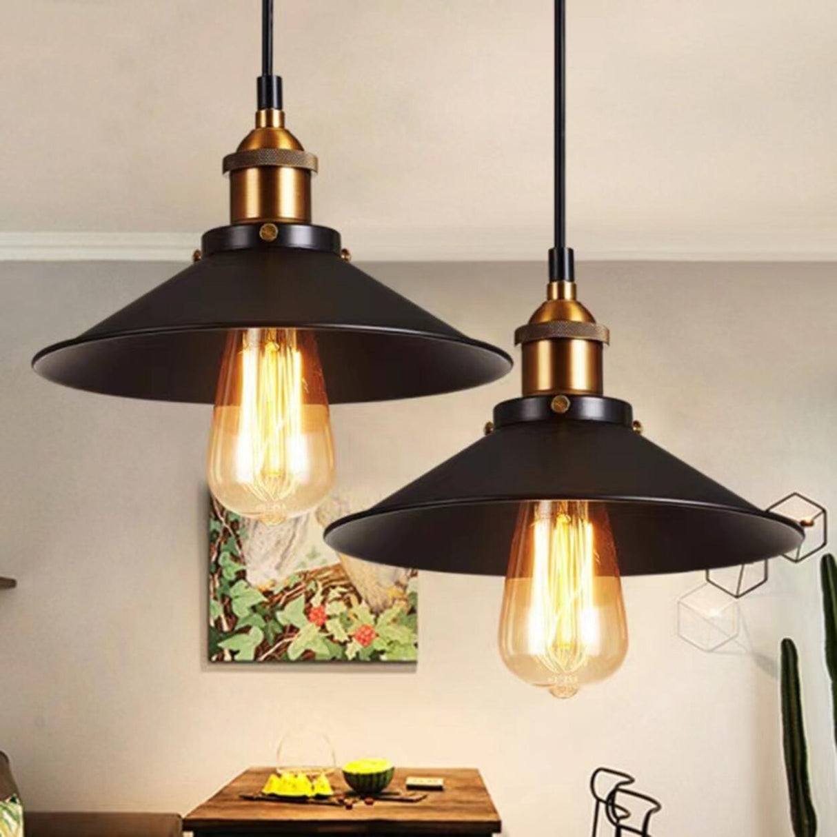 Industrial Warehouse Black Metal Cone Pendant Light Image - 1