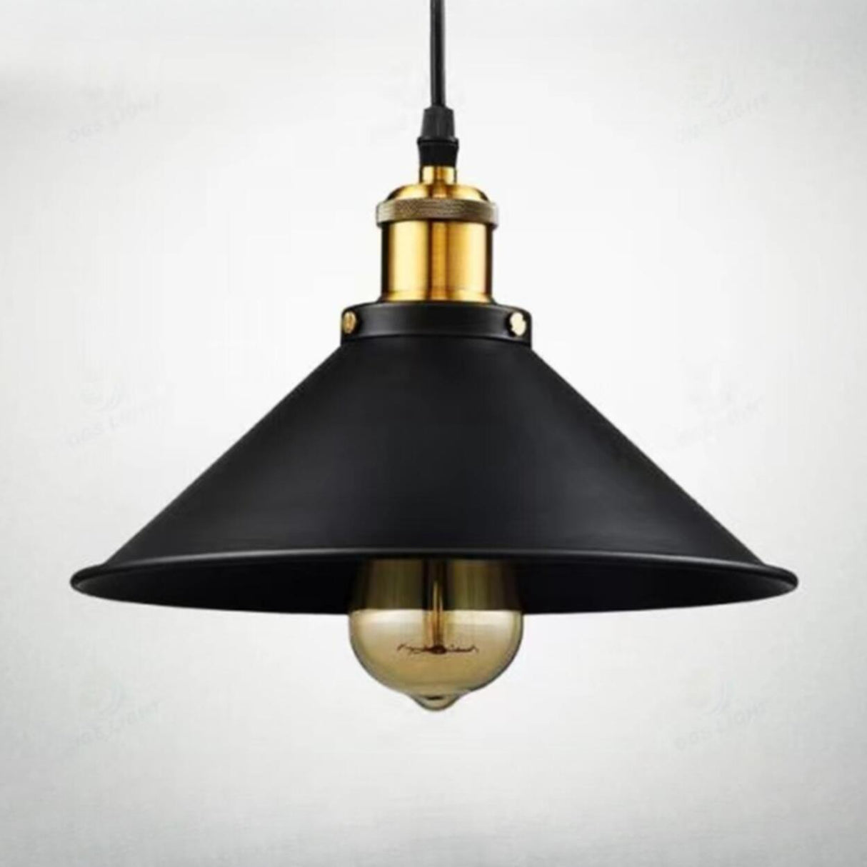 Industrial Warehouse Black Metal Cone Pendant Light Image - 11