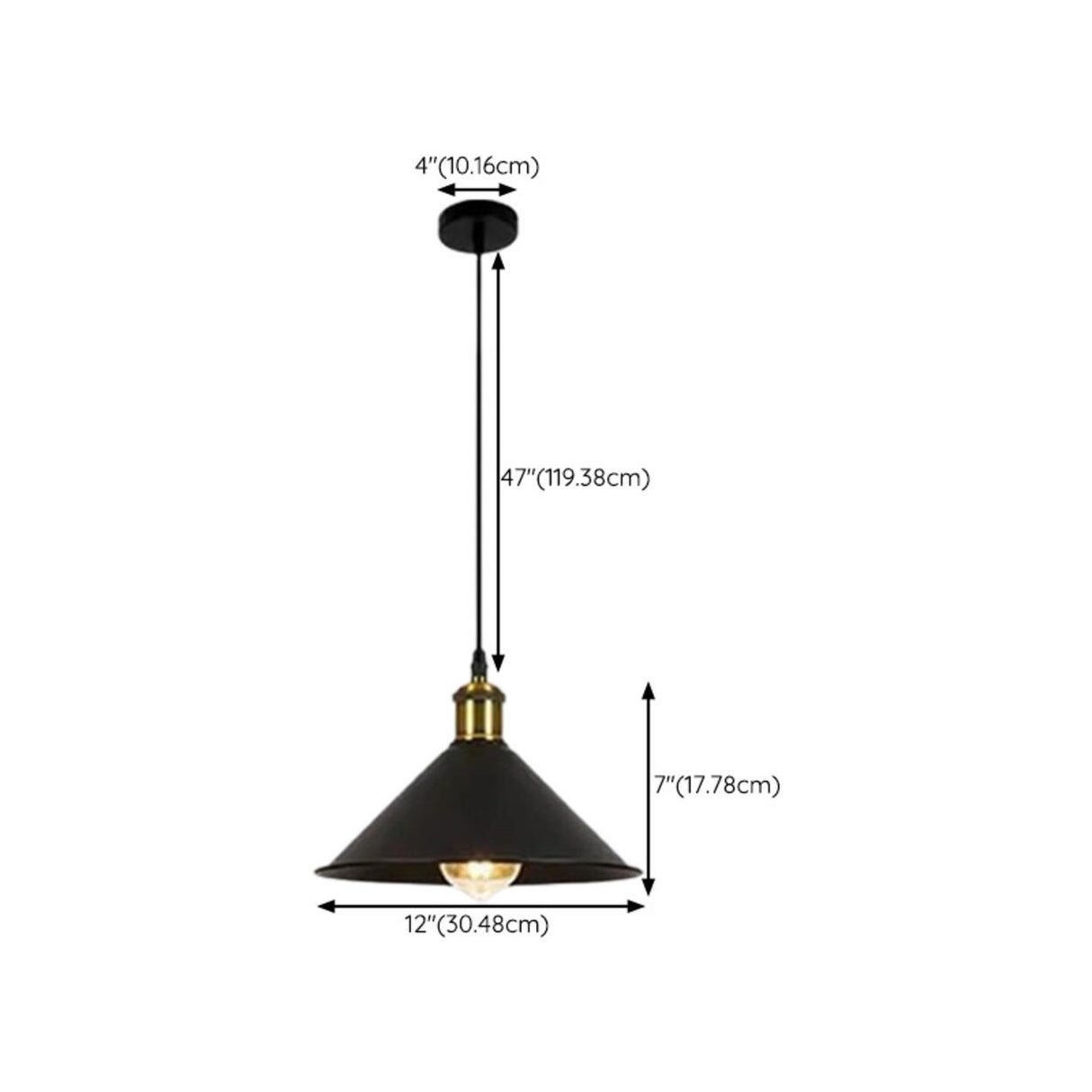 Industrial Warehouse Black Metal Cone Pendant Light Image - 20