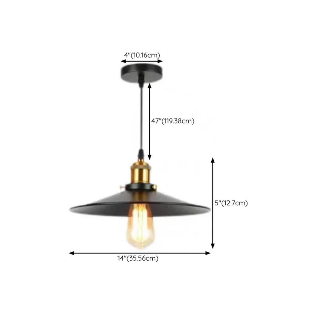 Industrial Warehouse Black Metal Cone Pendant Light Image - 23