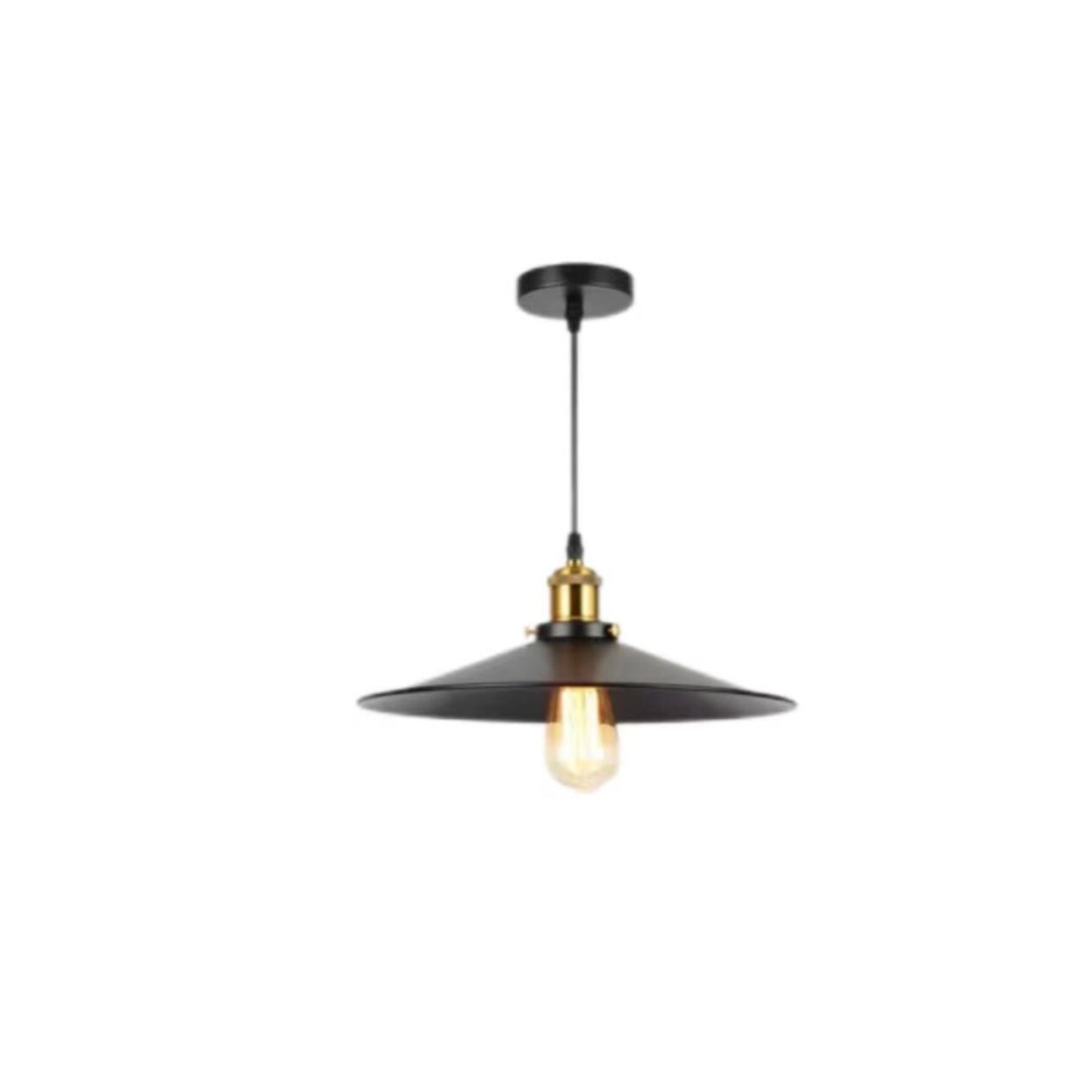 Industrial Warehouse Black Metal Cone Pendant Light Image - 5