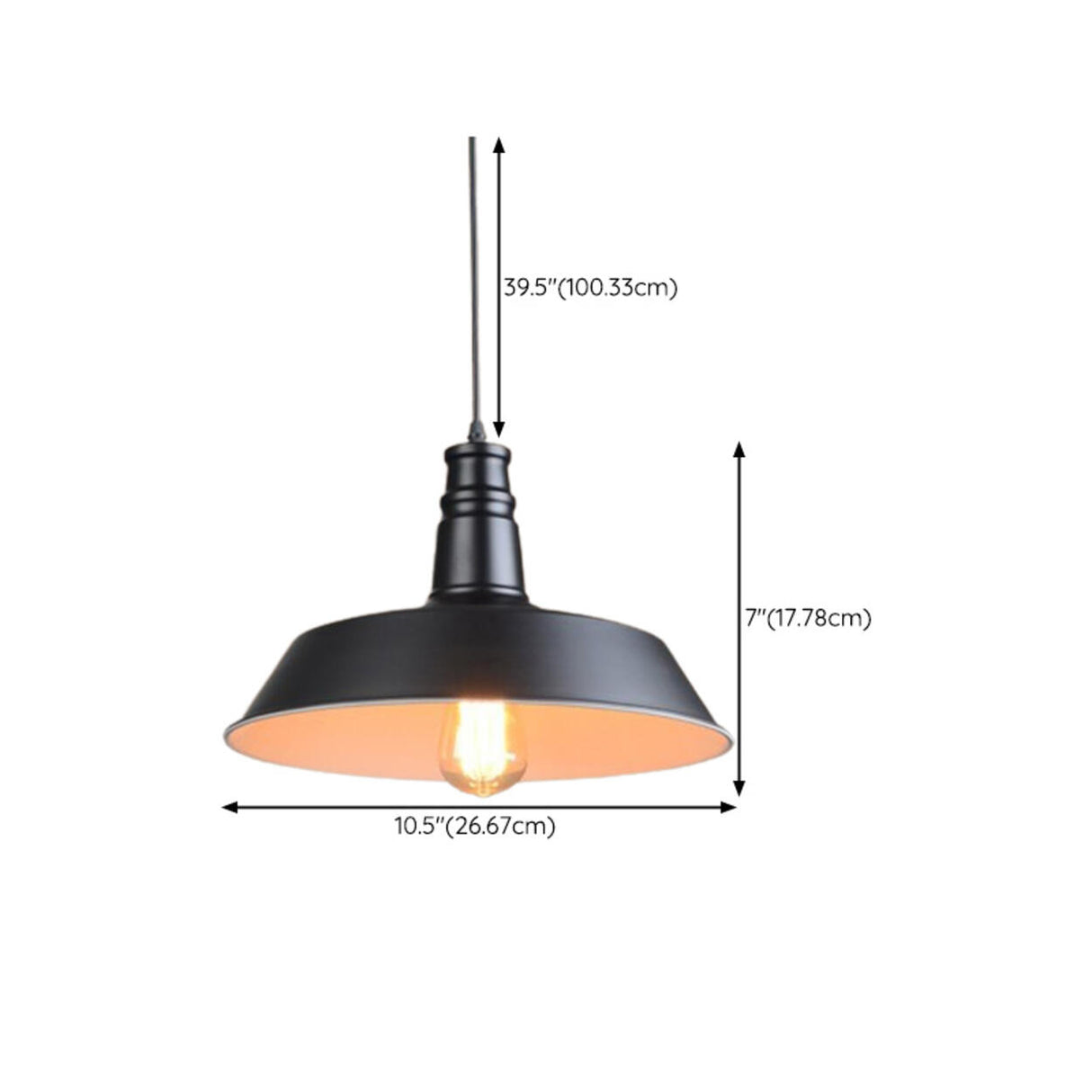 Industrial Warehouse Black Metal Dome Pendant Light 