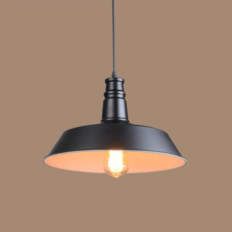 Industrial Warehouse Black Metal Dome Pendant Light Image - 2