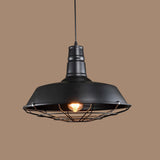 Industrial Warehouse Black Metal Dome Pendant Light Image - 5