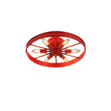 Industrial Wheel Red Semi-Flush Mount Light 6-Light Image - 5