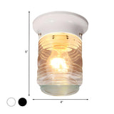 Industrial White Cylinder Clear Glass Flush Mount Light Image - 5