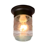 Industrial White Cylinder Clear Glass Flush Mount Light Image - 9