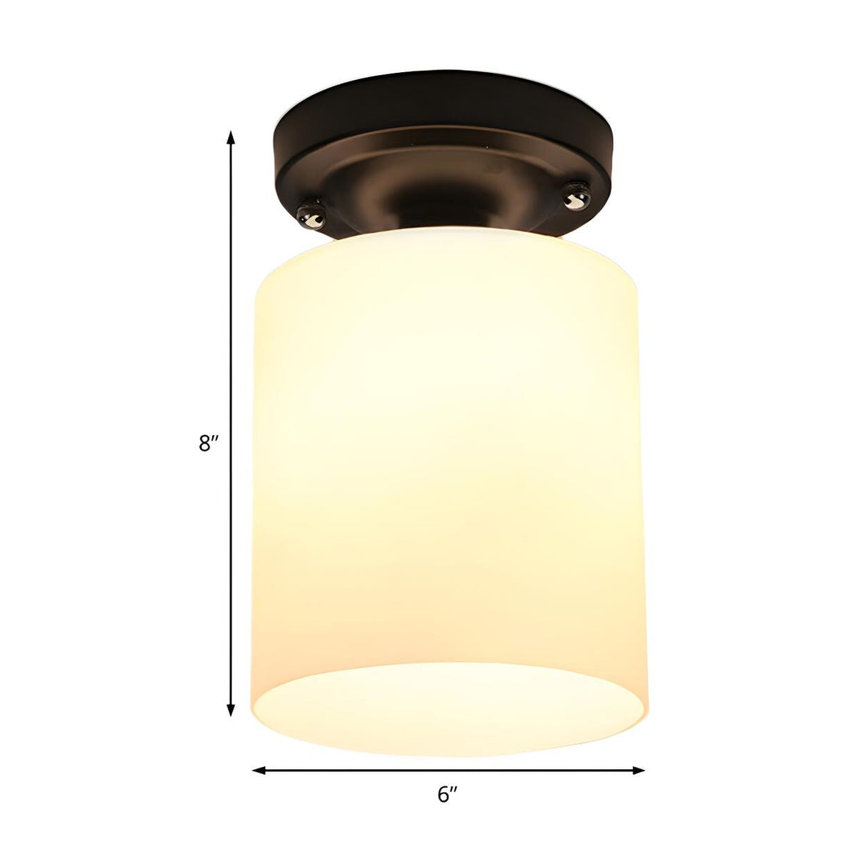 Industrial White Cylinder Glass Semi-Flush Mount Light 