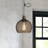 Industrial Wire Mesh Metal Dome Dining Room Pendant Light Image - 1