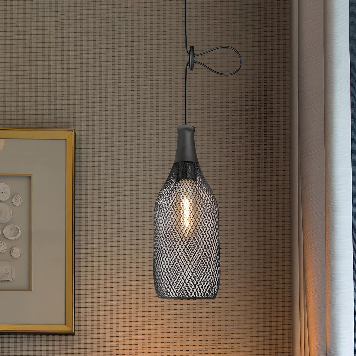 Industrial Wire Mesh Metal Dome Dining Room Pendant Light Image - 14