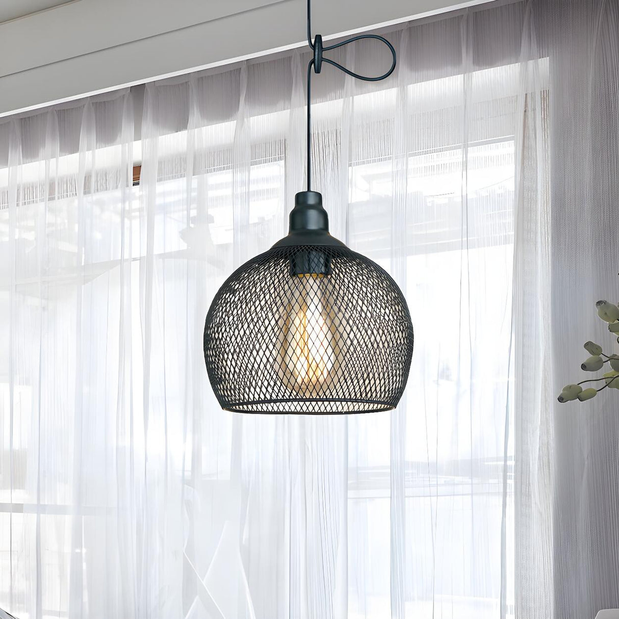 Industrial Wire Mesh Metal Dome Dining Room Pendant Light Image - 18