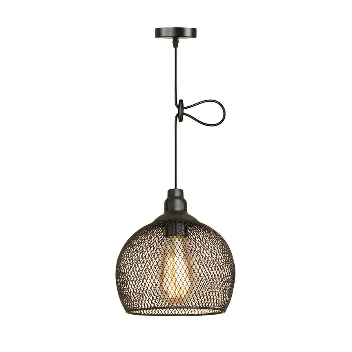 Industrial Wire Mesh Metal Dome Dining Room Pendant Light Image - 3