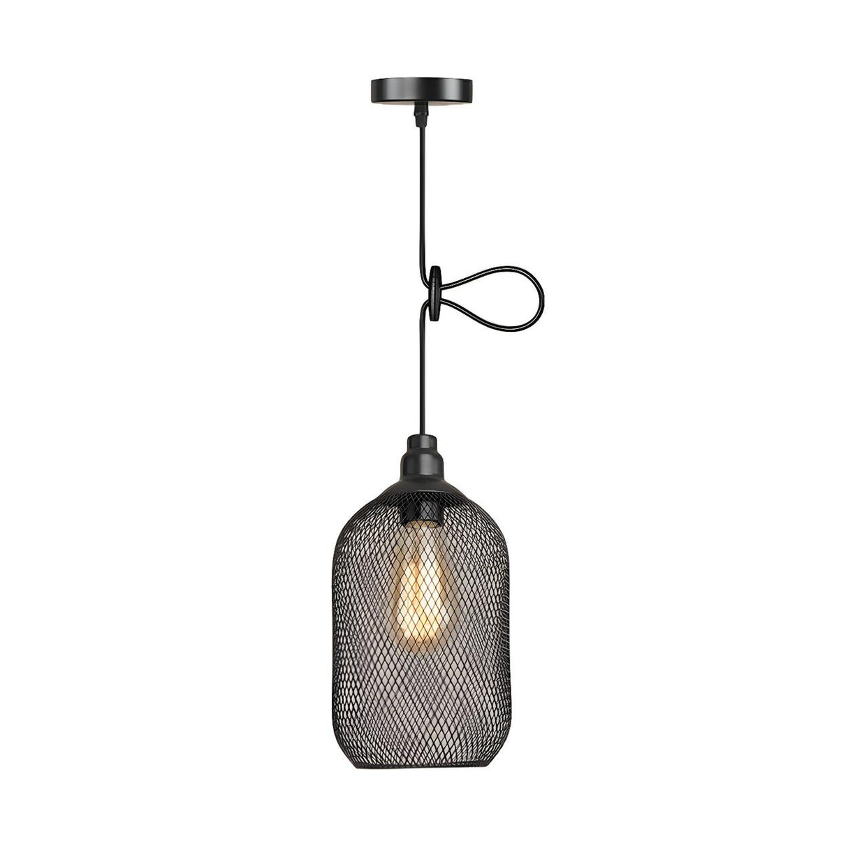 Industrial Wire Mesh Metal Dome Dining Room Pendant Light Image - 6