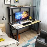 Industrial Wood Rectangle Trestle Small Gaming Desk Image - 13