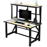 Industrial Wood Rectangle Trestle Small Gaming Desk Image - 9