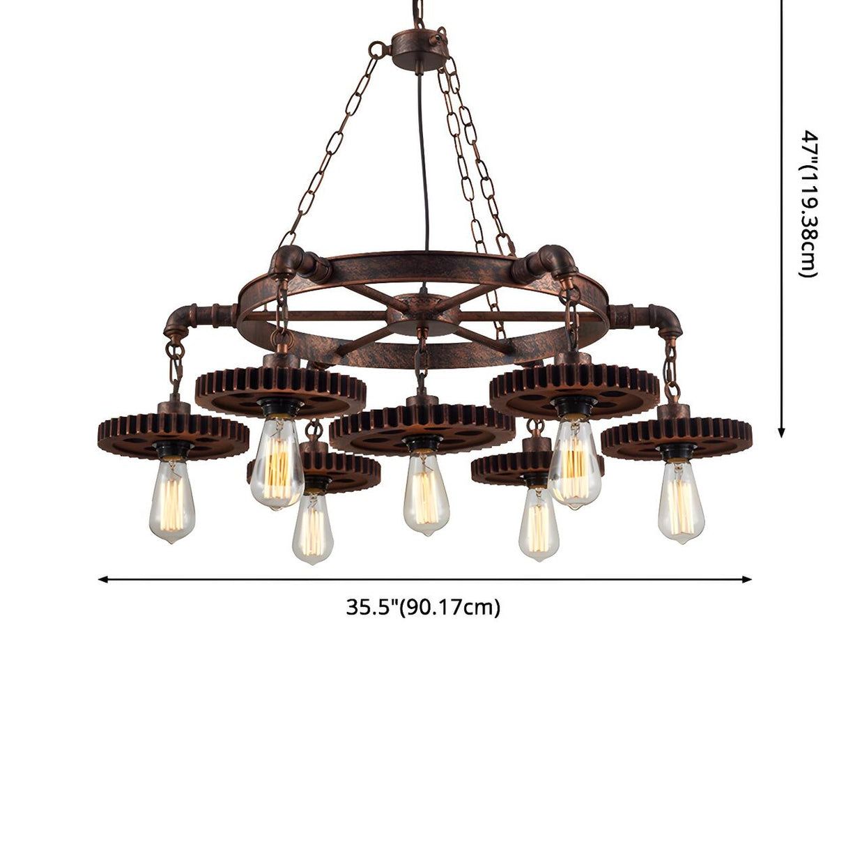 Industrial Wrought Iron Gear Wheel Pendant Light 