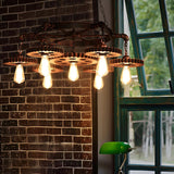 Industrial Wrought Iron Gear Wheel Pendant Light Image - 4