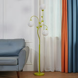 Innovative 3-Light Green Floral Glass LED Floor Lamp Image - 1