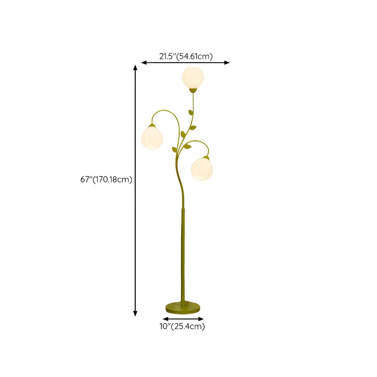 Innovative 3-Light Green Floral Glass LED Floor Lamp 