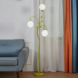 Innovative 3-Light Green Floral Glass LED Floor Lamp Image - 4