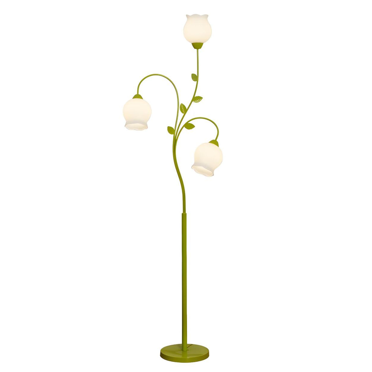 Innovative 3-Light Green Floral Glass LED Floor Lamp Image - 5