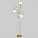 Innovative 3-Light Green Floral Glass LED Floor Lamp Image - 7