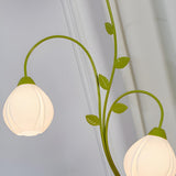 Innovative 3-Light Green Floral Glass LED Floor Lamp Image - 9