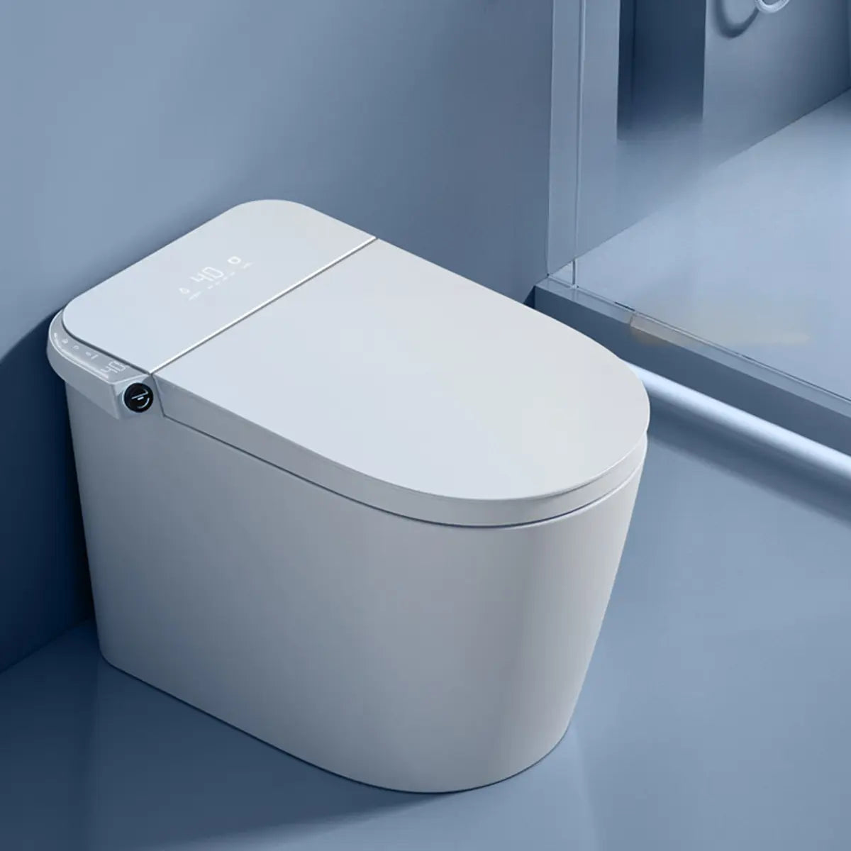 Intelligent Rounded Ceramic White Superswirl Compact Toilet Image - 7