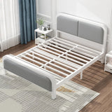 Iron Gray-White Headboard and Footboard Full Slat Bed Image - 3